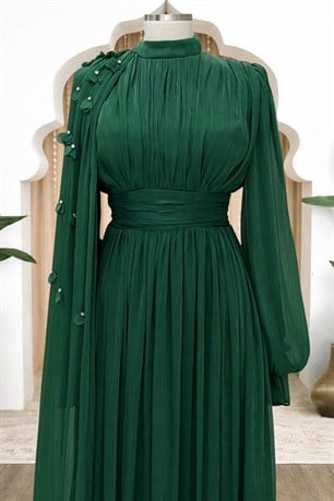 Mina Tesettür Abiye Zümrüt