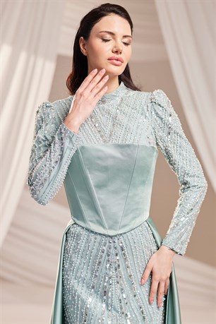 Mira Tesettür Abiye Mint