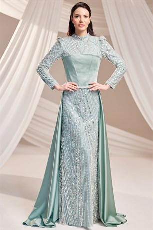 Mira Tesettür Abiye Mint