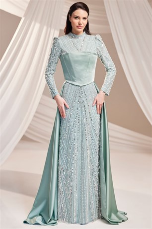 Mira Tesettür Abiye Mint