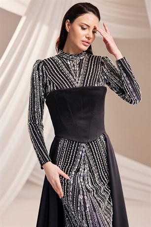 Mira Tesettür Abiye Siyah