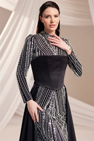 Mira Tesettür Abiye Siyah