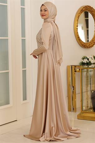 Miray Tesettür Abiye Gold