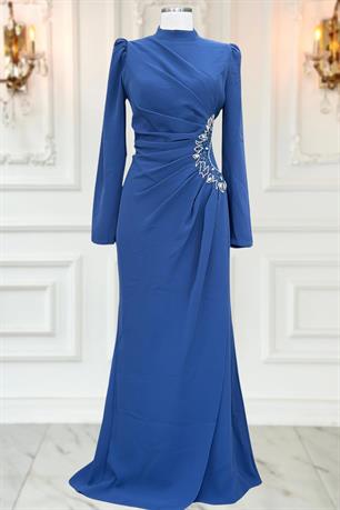 Miray Tesettür Abiye İndigo