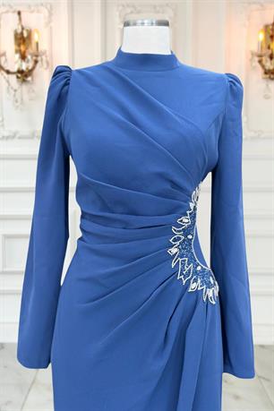 Miray Tesettür Abiye İndigo