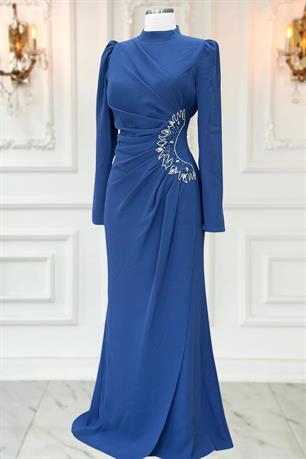 Miray Tesettür Abiye İndigo