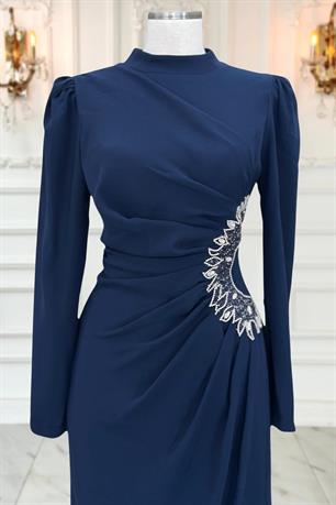 Miray Tesettür Abiye Lacivert