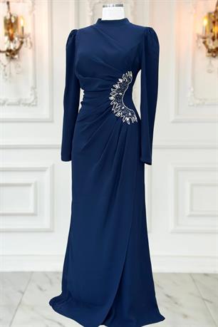 Miray Tesettür Abiye Lacivert