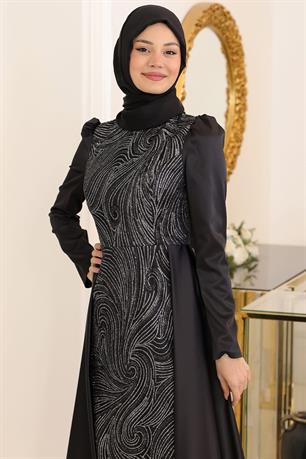 Miray Tesettür Abiye Siyah