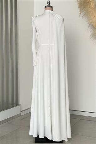 Molly Tesettür Abiye Beyaz