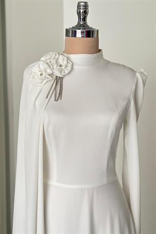 Molly Tesettür Abiye Beyaz