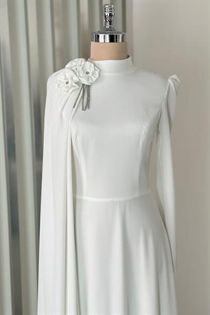 Molly Tesettür Abiye Beyaz