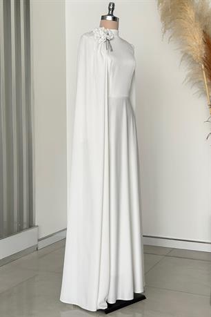 Molly Tesettür Abiye Beyaz