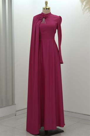 Molly Tesettür Abiye Fuşya