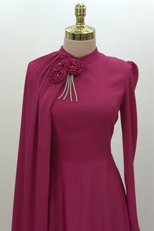 Molly Tesettür Abiye Fuşya