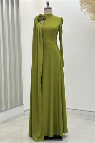 Molly Tesettür Abiye Yağ Yeşili