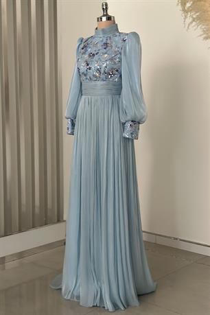 Nadia Tesettür Abiye Bebe Mavi