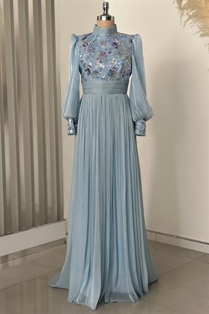 Nadia Tesettür Abiye Bebe Mavi