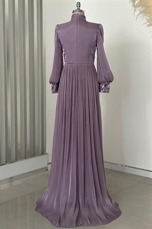 Nadia Tesettür Abiye Lila