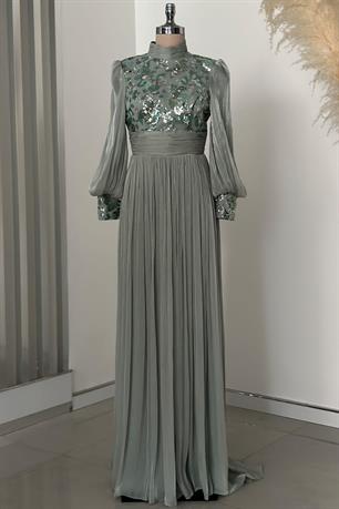 Nadia Tesettür Abiye Mint