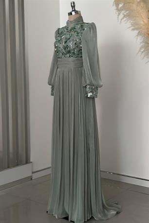 Nadia Tesettür Abiye Mint