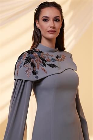 Nadya Tesettür Abiye Antrasit