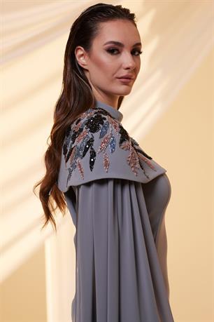 Nadya Tesettür Abiye Antrasit