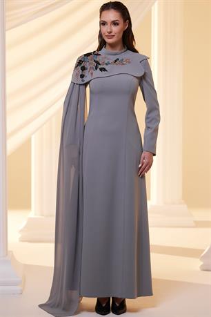 Nadya Tesettür Abiye Antrasit