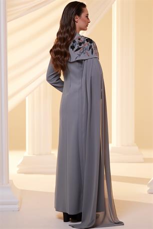 Nadya Tesettür Abiye Antrasit