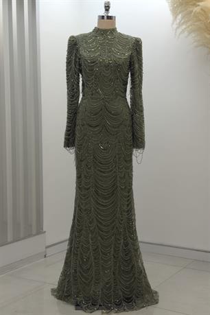 Narcissa Tesettür Abiye Haki