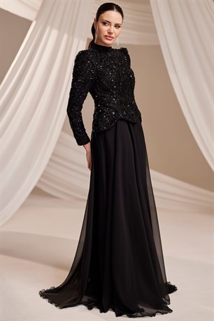 Nayra Tesettür Abiye Siyah