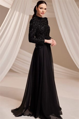 Nayra Tesettür Abiye Siyah