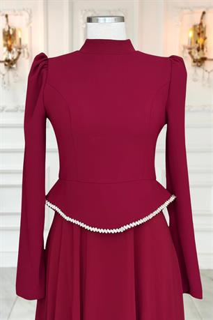 Naz Tesetür Abiye Bordo