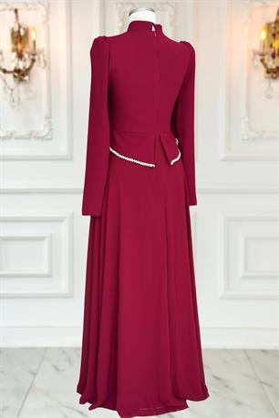 Naz Tesetür Abiye Bordo