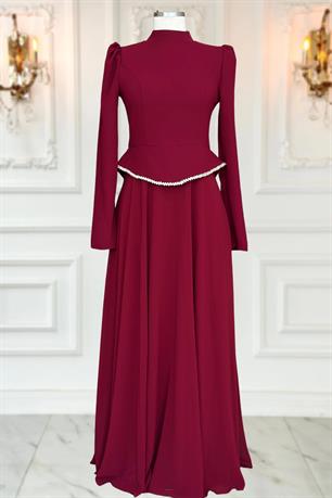 Naz Tesetür Abiye Bordo