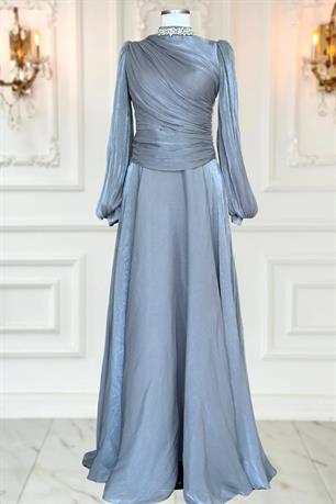 Nergis Tesettür Abiye İndigo