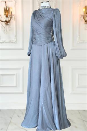 Nergis Tesettür Abiye İndigo