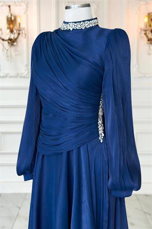 Nergis Tesettür Abiye Lacivert