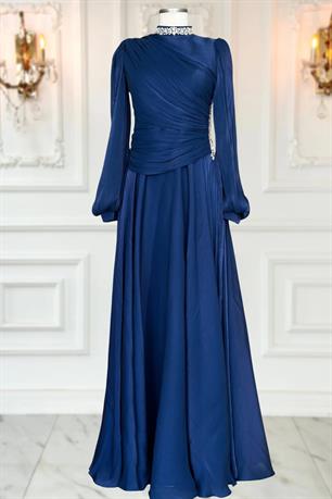 Nergis Tesettür Abiye Lacivert