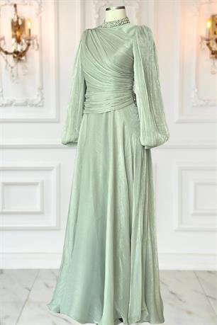 Nergis Tesettür Abiye Mint