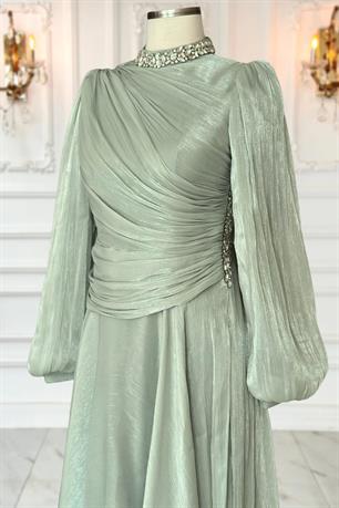 Nergis Tesettür Abiye Mint