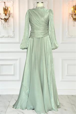 Nergis Tesettür Abiye Mint