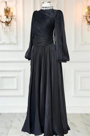 Nergis Tesettür Abiye Siyah