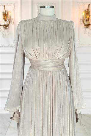 Nida Tesettür Abiye Bej