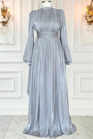 Nida Tesettür Abiye Gri