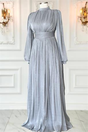 Nida Tesettür Abiye Gri