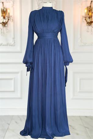 Nida Tesettür Abiye Lacivert