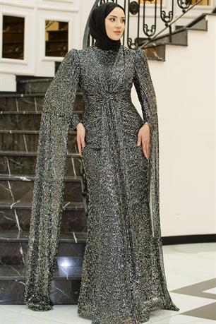 Nigar Tesettür Abiye Gümüş