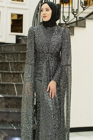 Nigar Tesettür Abiye Gümüş