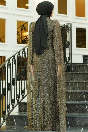 Nigar Tesettür Abiye Yağ Yeşili